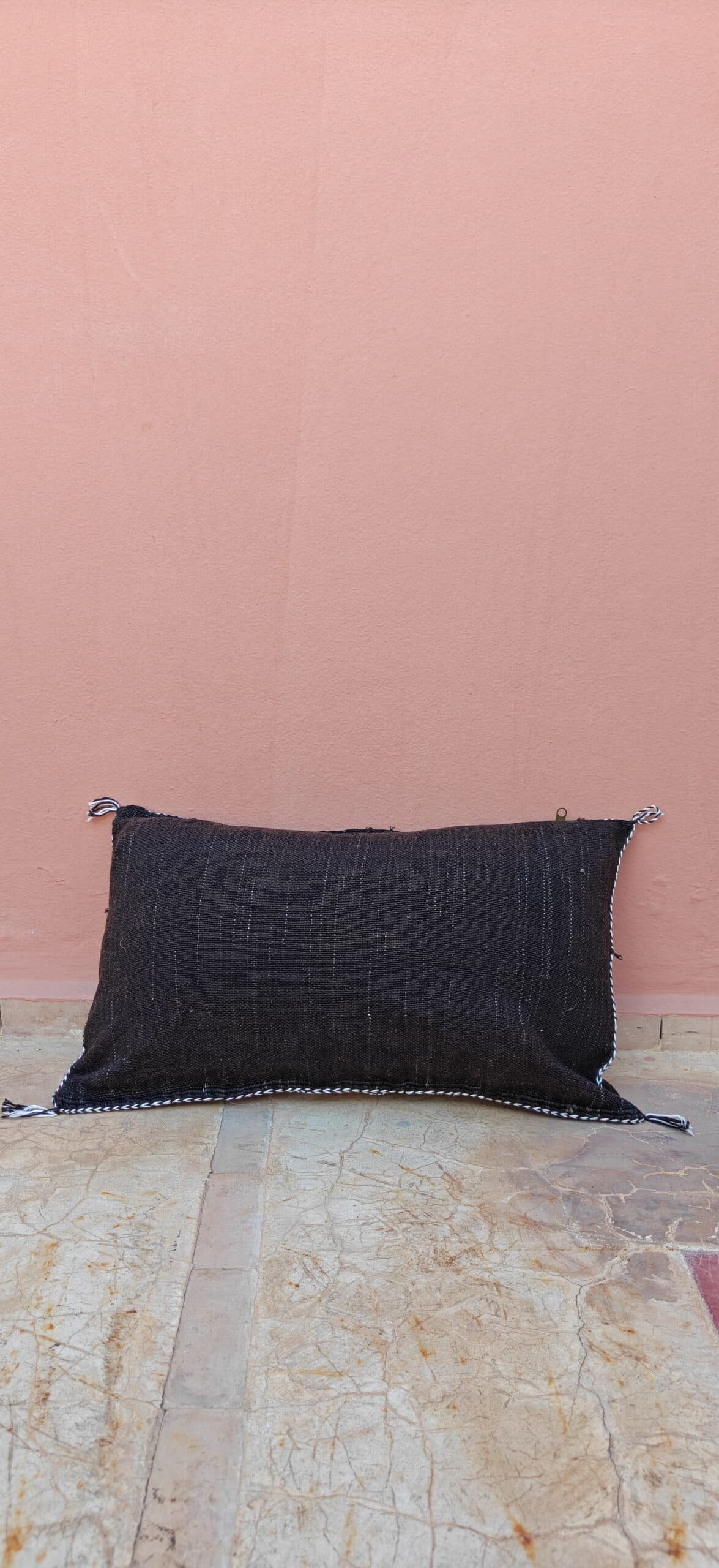Sabra Lumbar Cushion - Espresso Black & Magenta Berber Diamond 4