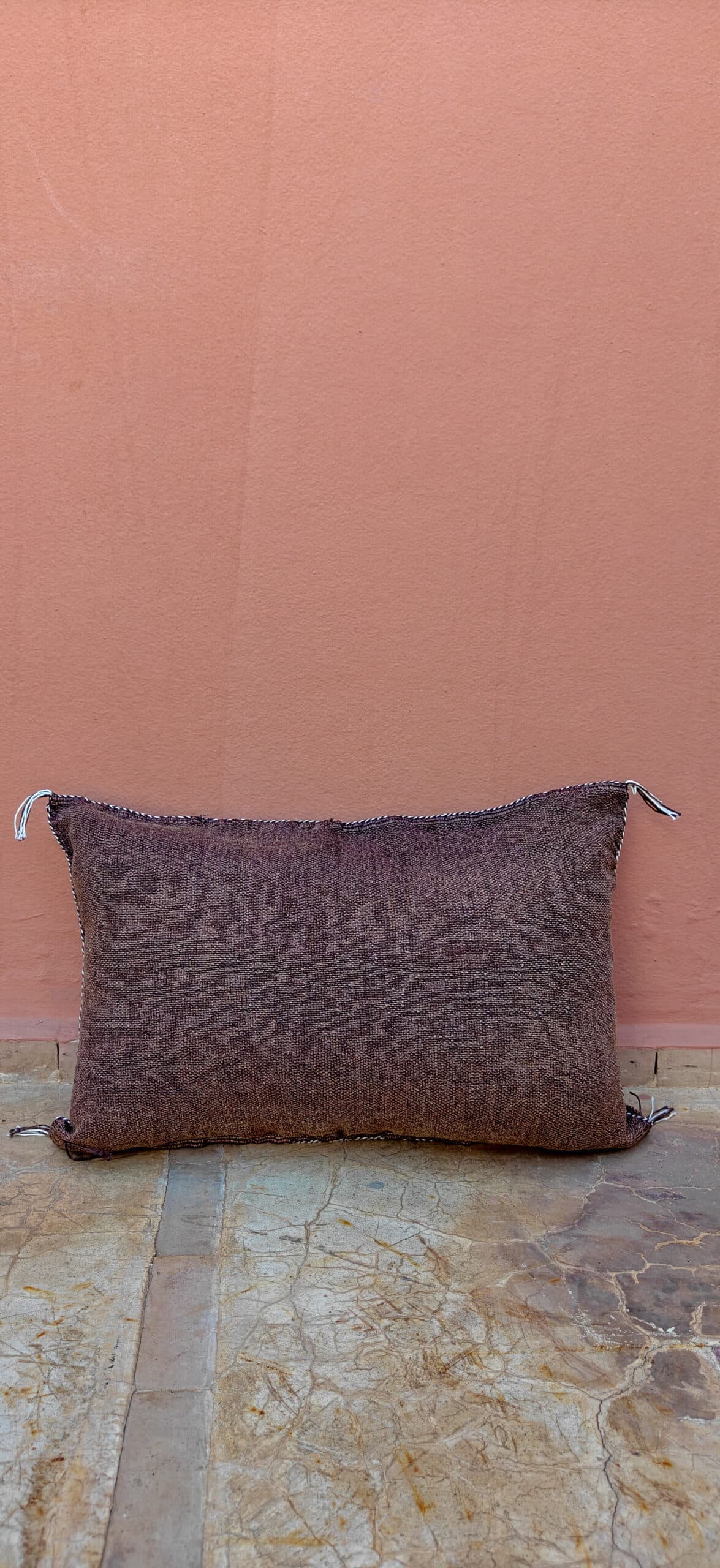 Sabra Lumbar Cushion - Espresso Brown & Ruby Star Motif 3