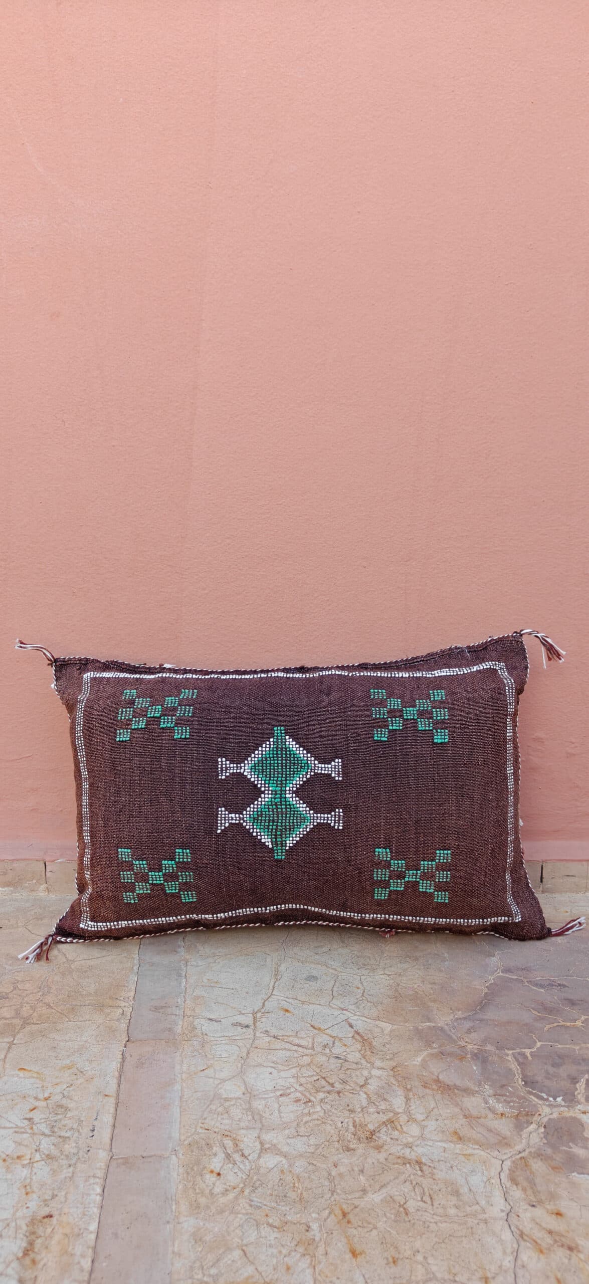Sabra Lumbar Cushion - Cocoa Brown & Emerald Diamond