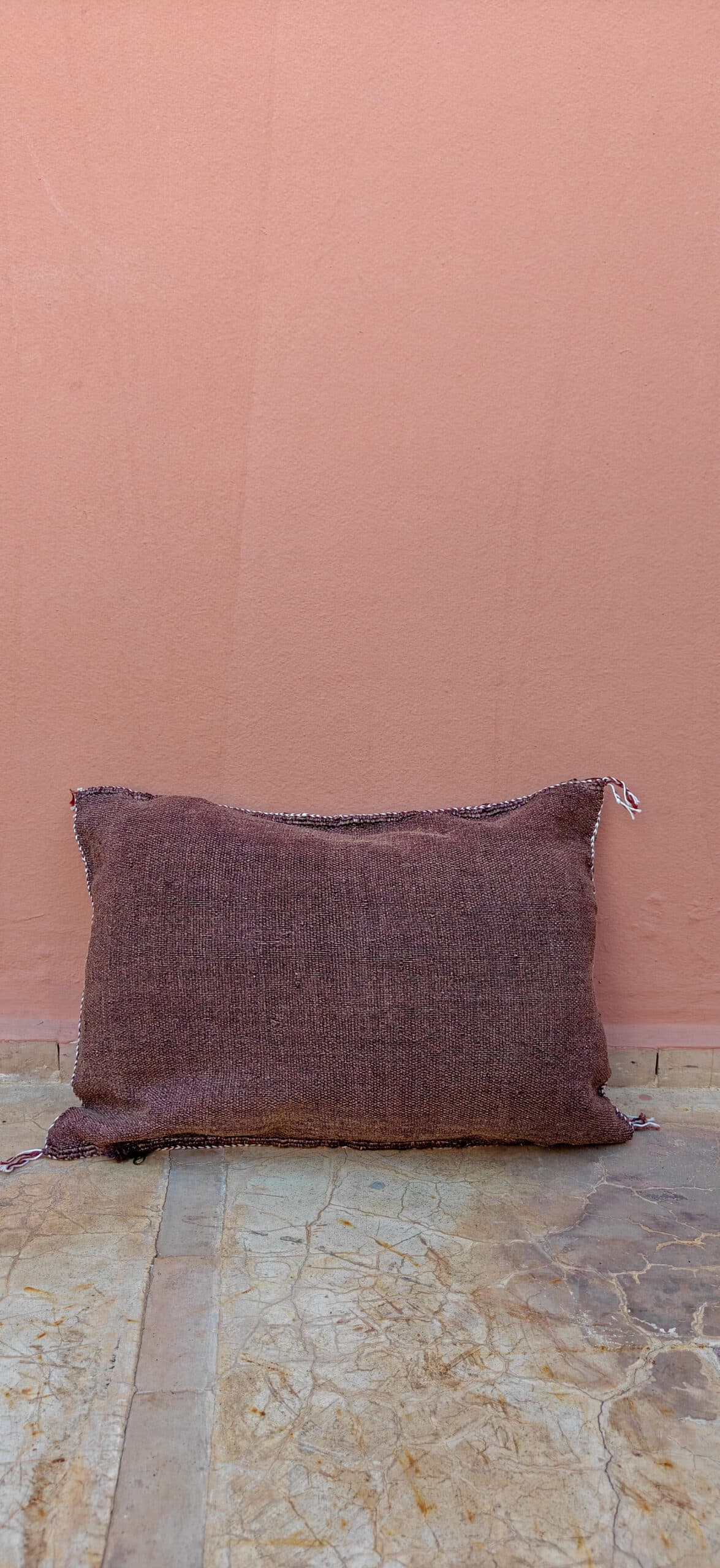 Sabra Lumbar Cushion - Mocha Plum & Coral Red Diamond 3