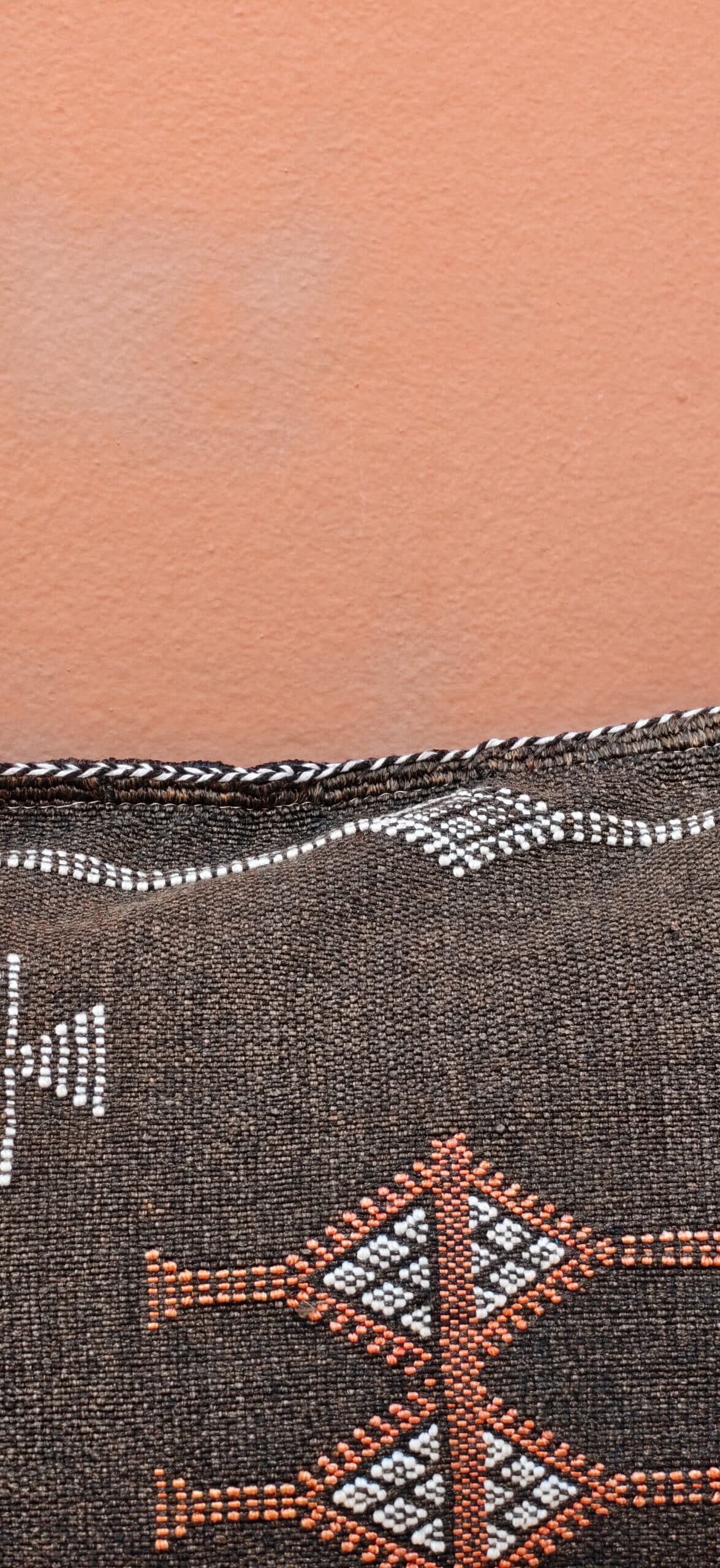 Sabra Lumbar Cushion - Charcoal Black & Terracotta Diamond 2