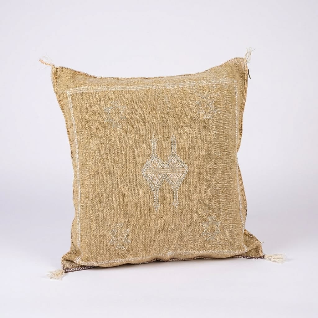 Authentic Sabra Silk Cushion - Light Gold & Blue (Handmade)