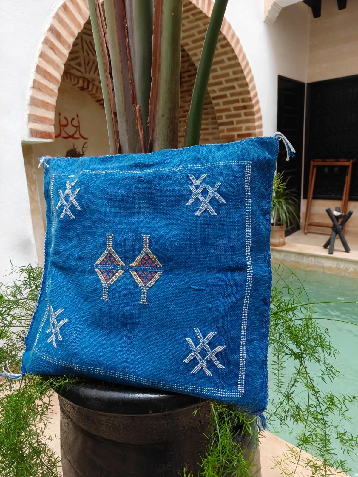 Cushion Cover From Morocco Made Of Cactus Silk Sabra by SabraLoom