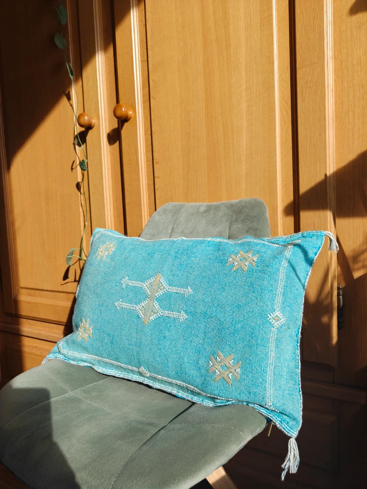 Unique Eyecatcher From Morocco! Handmade Cushion Cover Made Of Cactus Silk by SabraLoom
